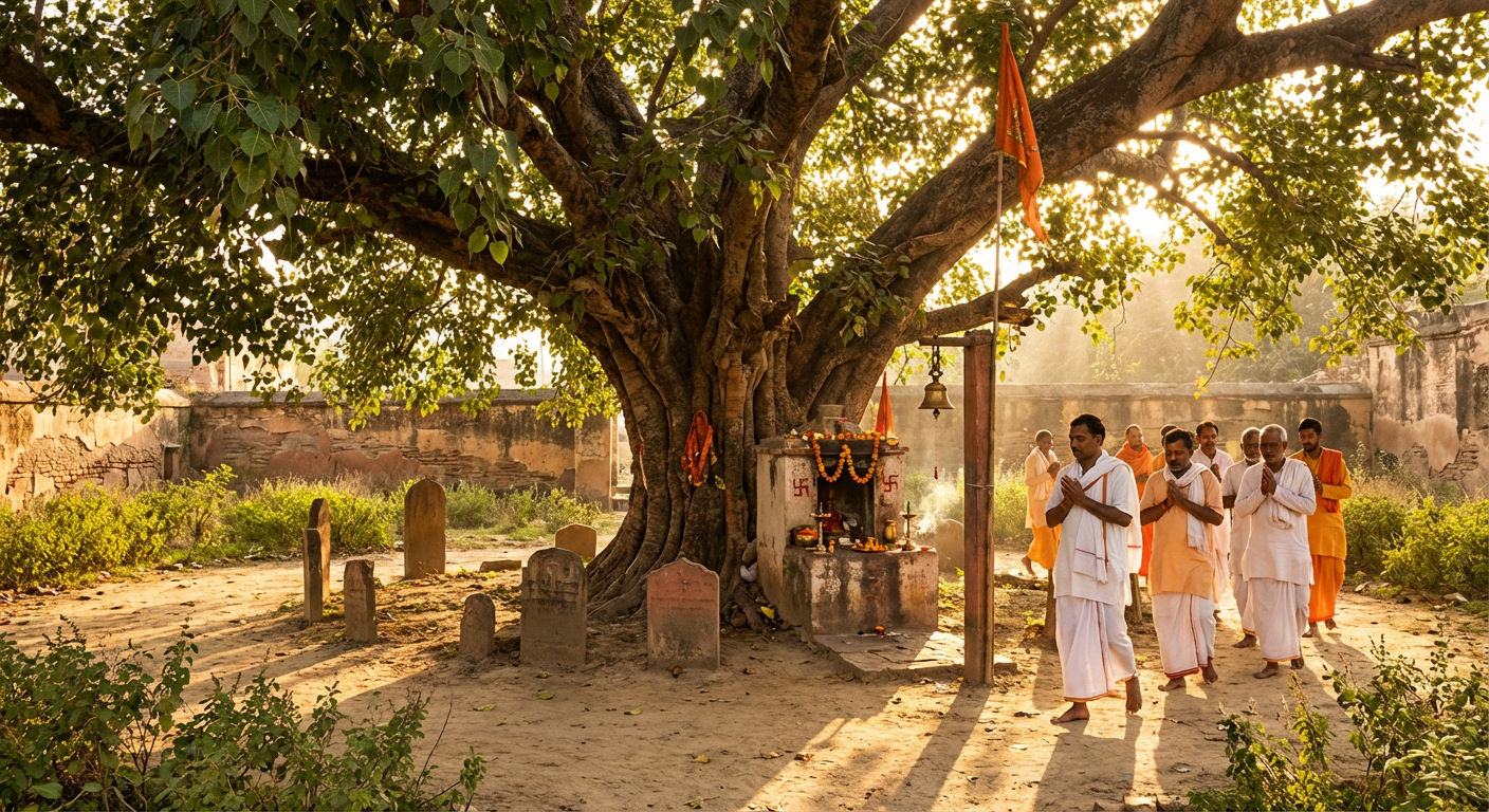 Pilgrims walking the Parikrama route around Ayodhya
