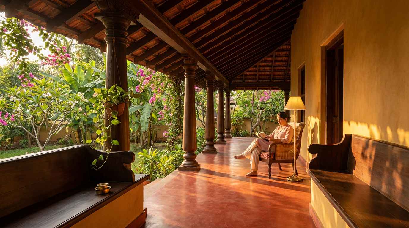 The verandah in shadow and warmth
