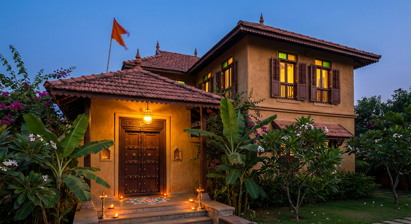 The banks of the Saryu river at dusk