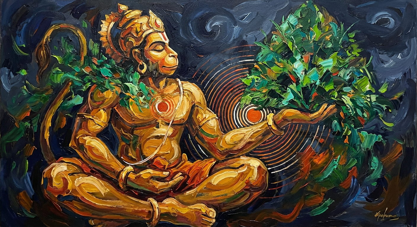 Contemporary Indian — Ram Bhakt, Shri Hanuman in eternal meditation