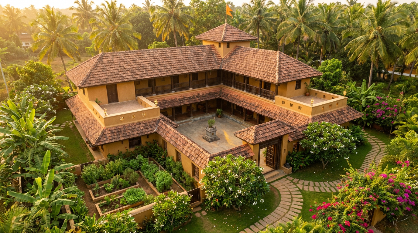 Aerial view of the planned homestay on a 45x100 east-facing plot in Ayodhya